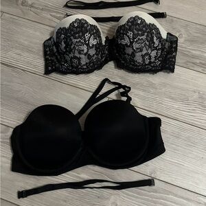 Victoria's Secret Black Lace and Solid Bra Duo